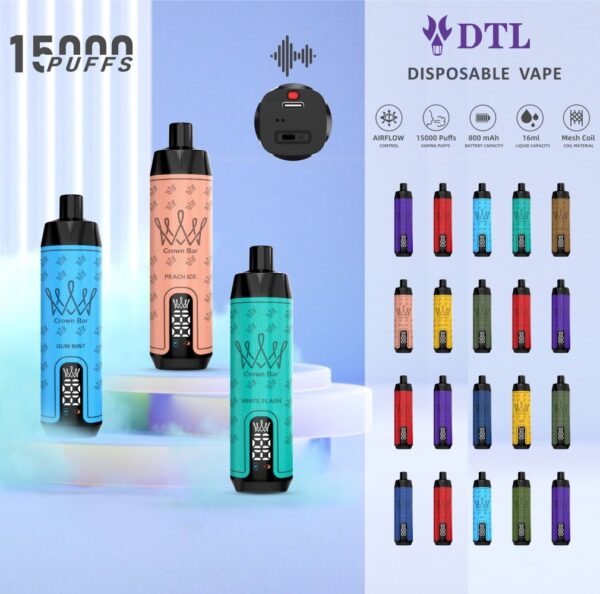 15000 Puffs DL/DTL Dispositivo Vape POD Descartável E-Shisha/Hookah som de água com tela, controle de fluxo de ar e recarregável AL FAKHAR Crown Bar