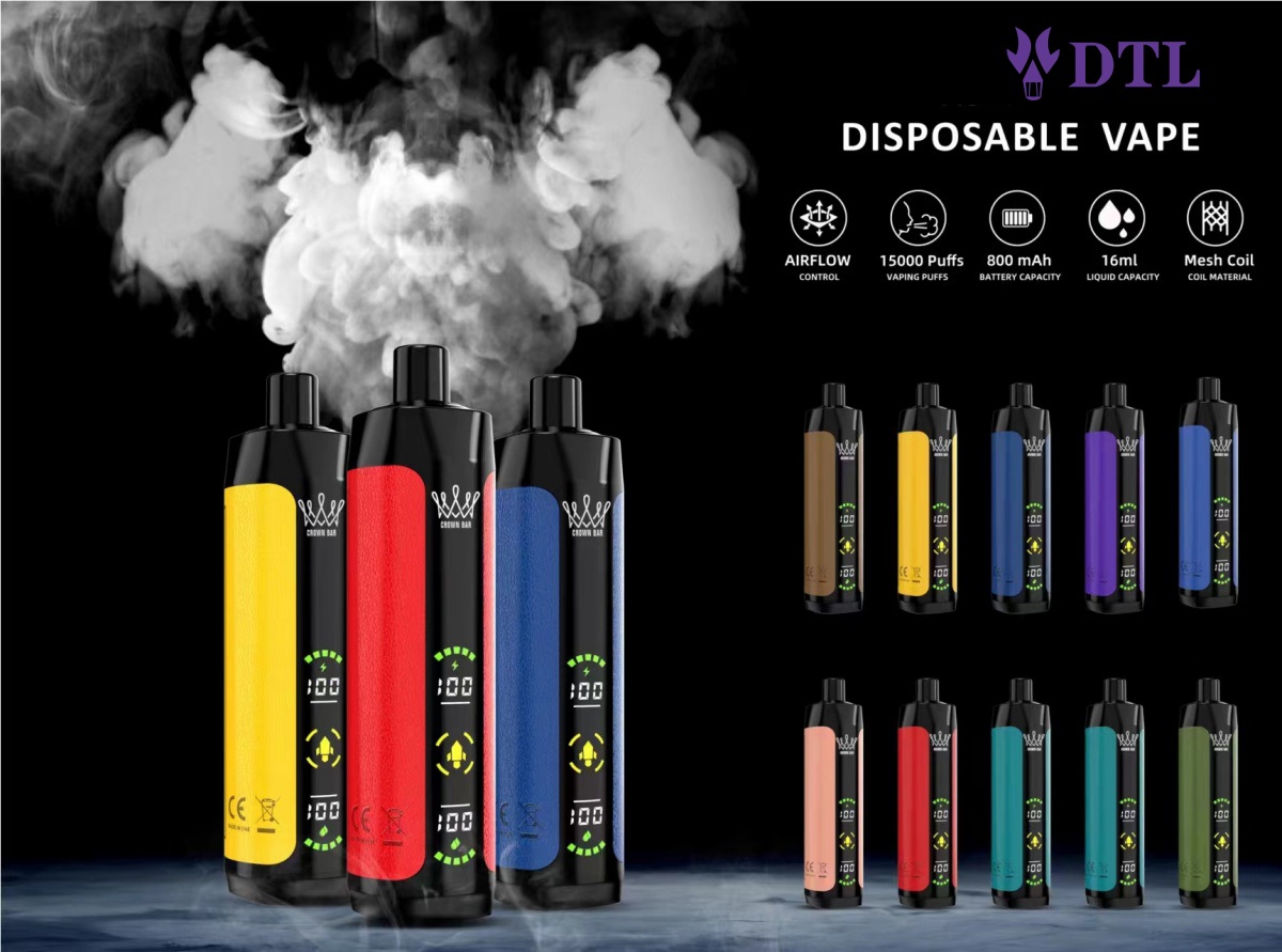 15000 Puffs DTL/DL Dispositivo Vape POD Descartável E-Shisha/Hookah com Tela Cheia, Fluxo de Ar Ajustável e Recarregável AL FAKHAR Crown Bar